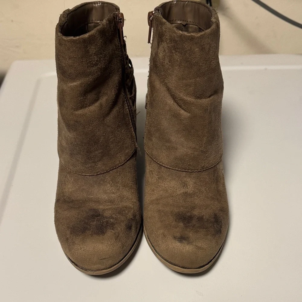 Fergalicious Taupe Ankle Boots with Braided Detail